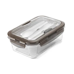 Wholesale tiffin bento lunch box and thermos glass bento box with plastic lid space kitchen food containers glass set