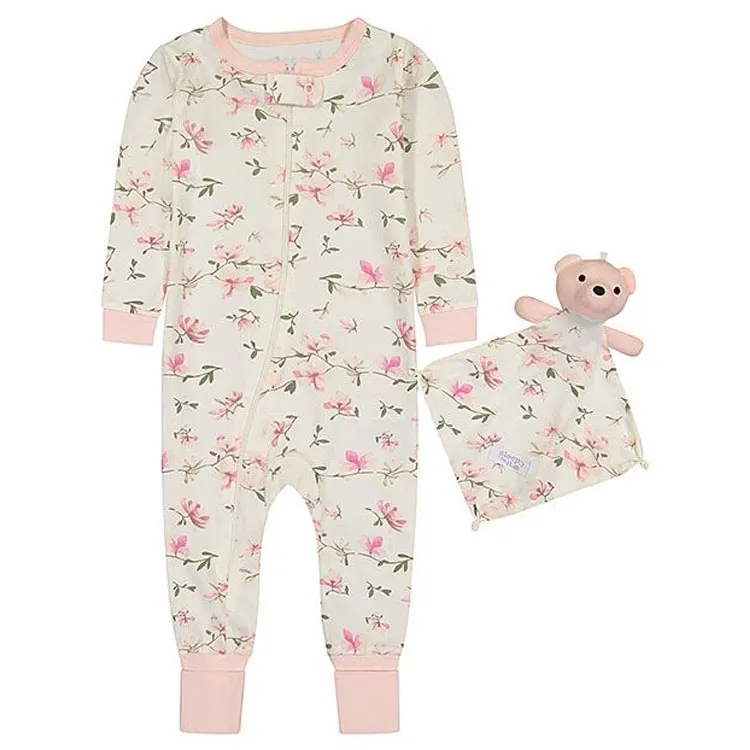 Newborn knitted organic cotton custom printing new born spandex bamboo 6-12 months boys unisex baby clothes romper set