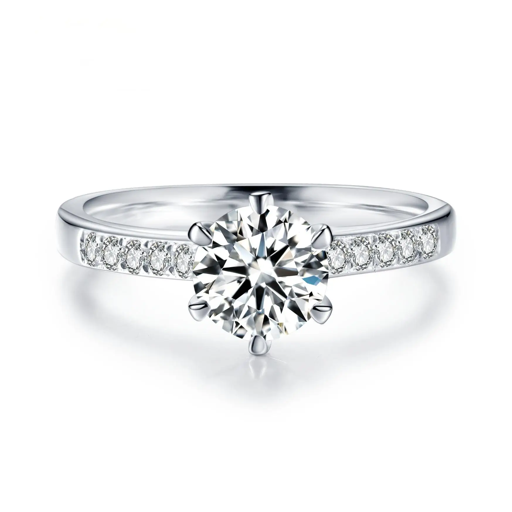 customized 18k gold classical style 1ct moissanite stone engagement woman gold ring fine  Wedding Ring and Jewelry for Sale