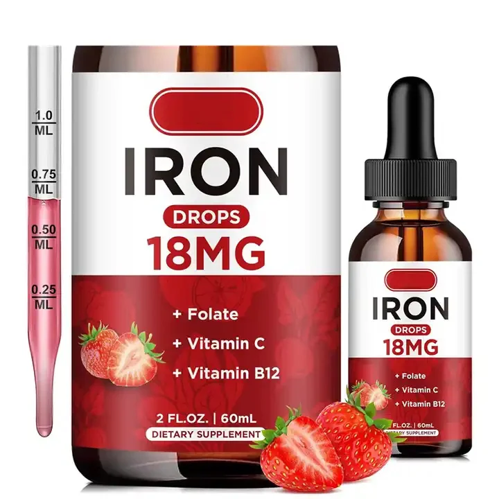 Biochealth OEM Private Label Dietary Supplement Immune Supports Liquid Iron Vitamins Liquid Iron Supplement B12 Liquid Drops