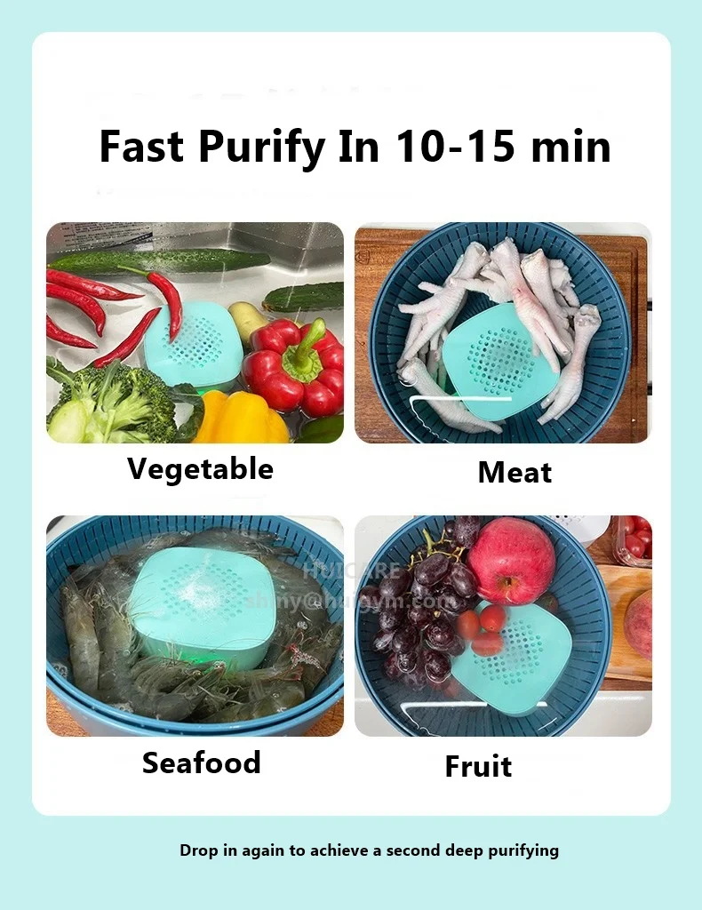 Home Kitchen Mini Smart Usb Rechargeable Wireless Water Ion Fruit Vegetable Food Cleaner Washer Purifier