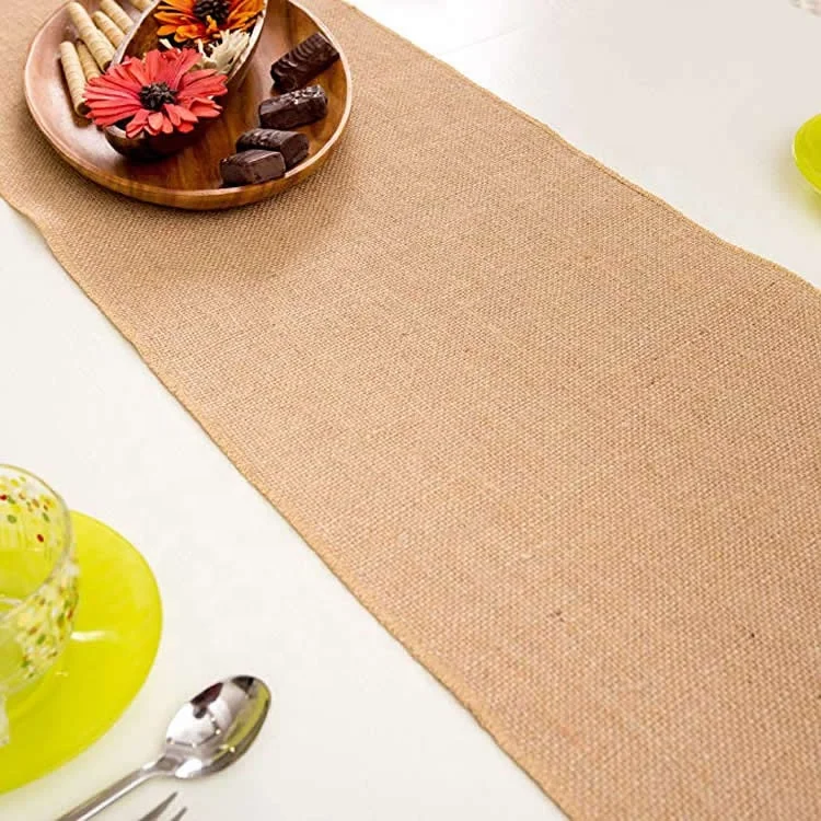 Hotsale custom cheap woven roll table runner burlap for home decoration