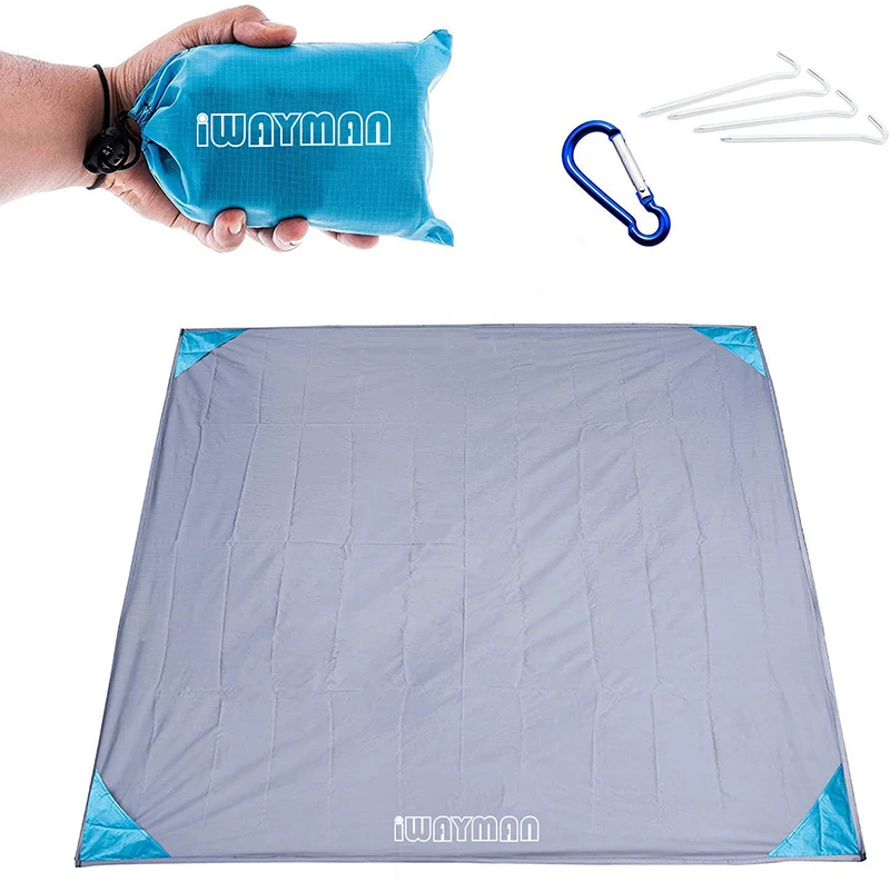 Foldable nylon camping large outdoor custom pocket waterproof sand proof beach blanket mat