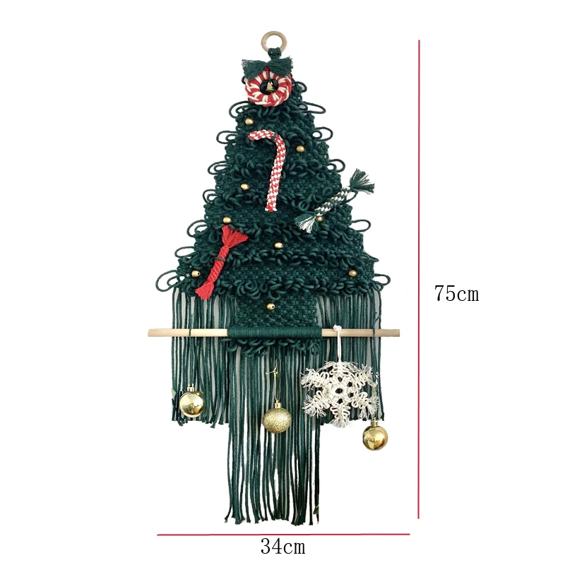 Boho Gift Farmhouse Xmas Home Decor Ornament Macrame Christmas Tree