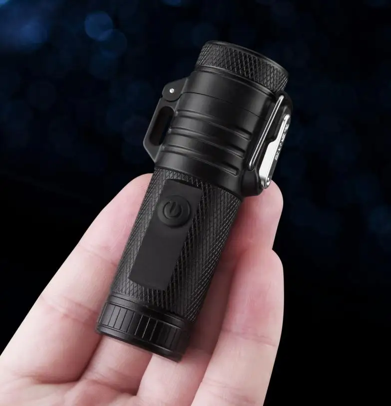 Electric USB Rechargeable Lighter Outdoor Camping Waterproof Windproof Self Glowing Smoking Lighter With Flashlight