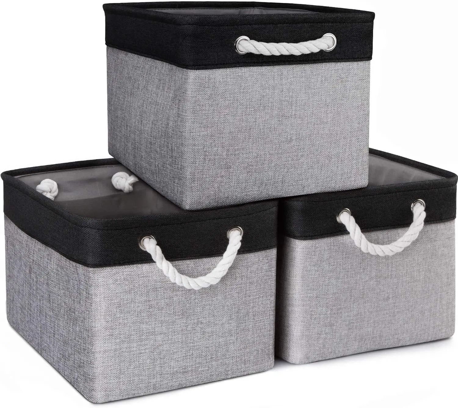 Collapsible Canvas Storage Bins for Toys Shoes Decorative Cloth laundry Baskets Boxes for Organizing w/Handles
