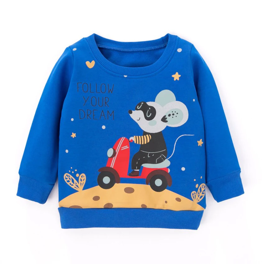 
Customized fashion style cotton blend fleece cartoon animal print kids children sweatshirt 