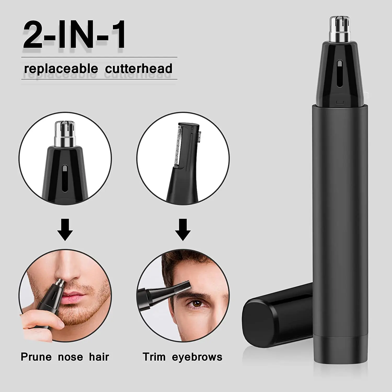 2 In 1 Facial Hair Trimmer Nose Ear Hair Shaver Trimmer Eyebrow Scraper Safe Face Care Razor Cleaner for Men Women Makeup Tool