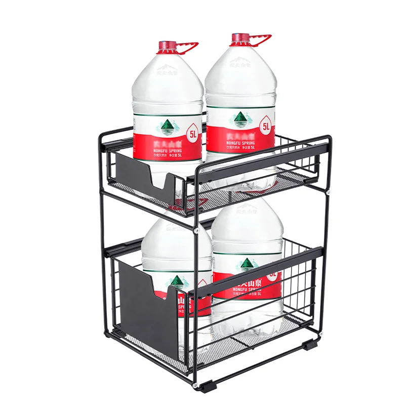 Multi-functional 2-layer Metal Wire Kitchen Corner Shelf under the Sink Bathroom Storage Rack