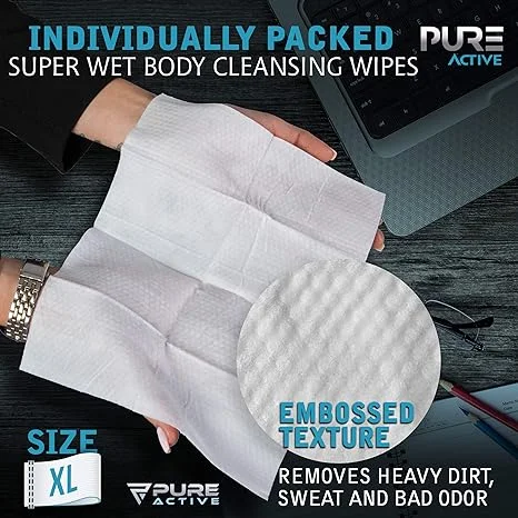 Single Pack No Rinse Whole Body Shower Wipes Alcohol Free Cleansing Organic Body Wipes with Aloe