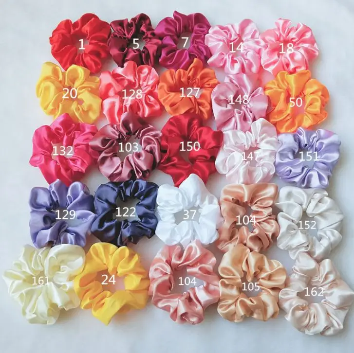 Scrunchies Ties Bulk Satin Women Elastic Wholesale Cheap Fabric Ponytail Hair Scrunchies