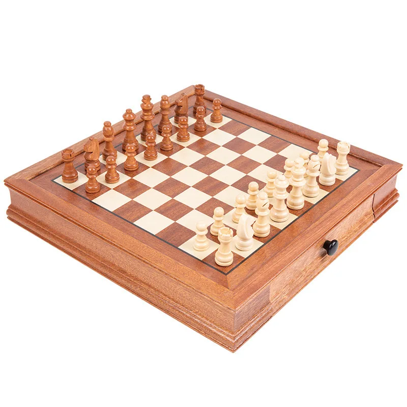 Drawer style Sabili solid wood veneer splicing chessboard magnetic boutique chess box set