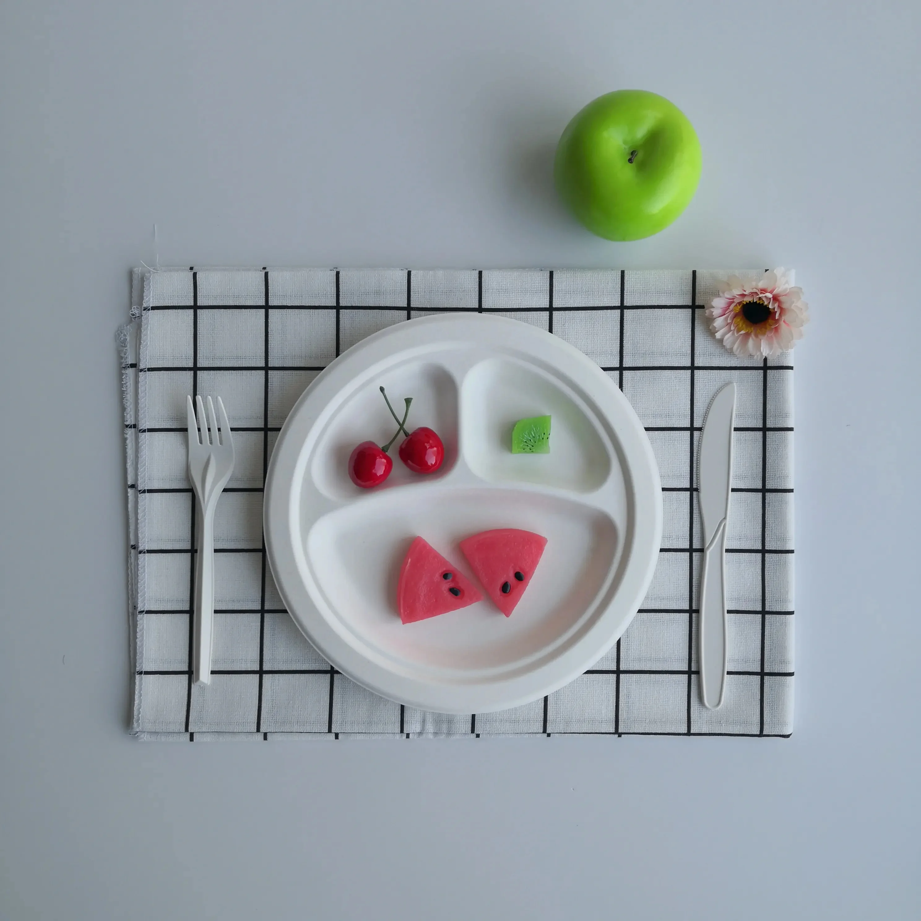 Customized Ecofriendly Biodegradable Oil-Proofing Disposable Plates 3 Compartment Party Plates