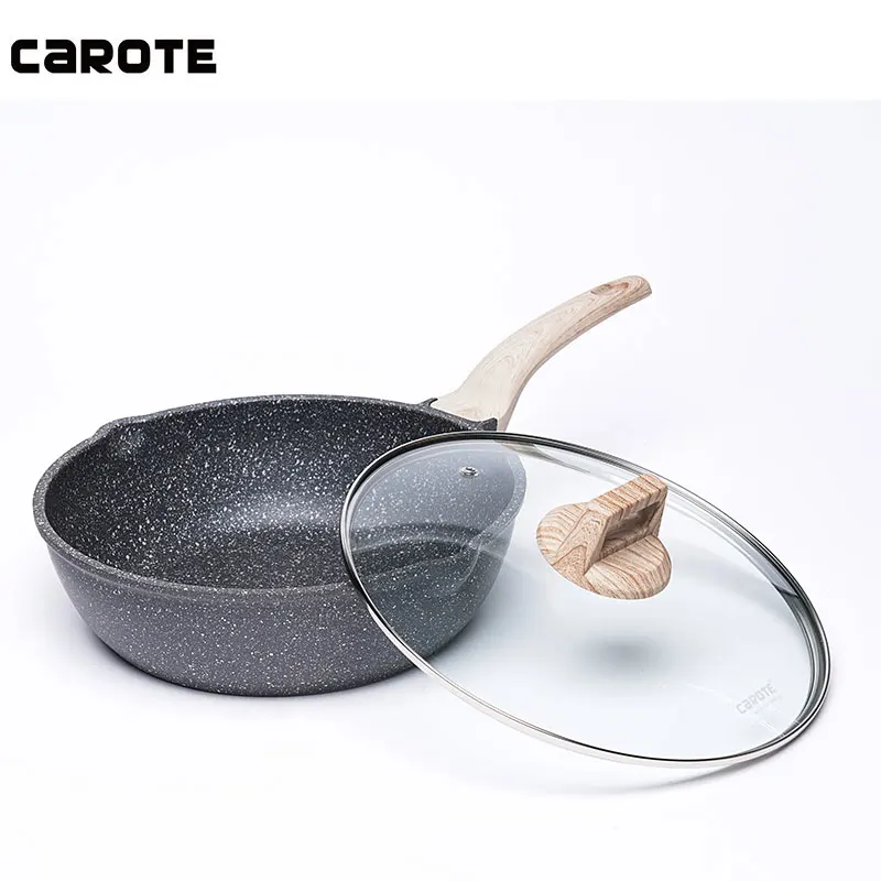 Carote 32 см гранитная антипригарная глубокая FryPan алюминиевая Индукционная посуда для кемпинга с мраморным покрытием