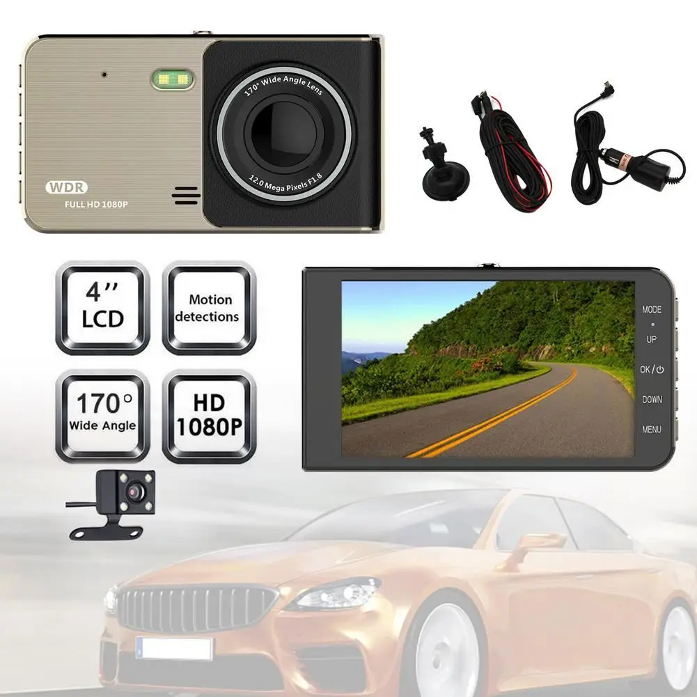 2023 New Listing 4 Inch Hd 1080p Mini Car Dvr Camera Parking Recorder G-sensor Ir Night Vision Car Camera Recorder