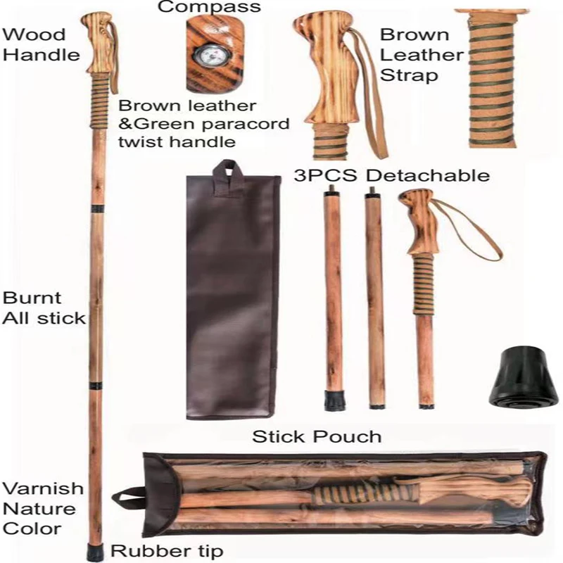 High quality Vintage Wooden Walking Stick With Decorative Brass Handle Designer Brown Wood Cane Walking Stick