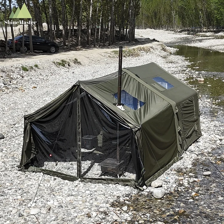 ShineMaster 4*6 Large Family Party Cheap Outdoor Double Prefabricated House Inflatable Camping Beach Shade Foldable Tent for 6