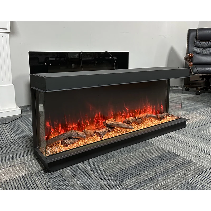 3 Sided Electric Fireplace Inserts 15kw Heater Decor LED Flame 7 Colors Electric Fires 40 50 60 72 80 90 100 inch Optional