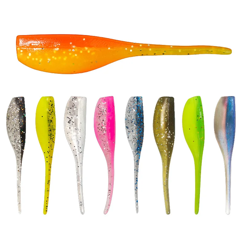 5cm 1g Tadpole Soft Bait Double Color Paddle Tail Pvc Polliwog Soft Fishing Lure Worm With Crank Hook Tadpole Lures Baby Shad