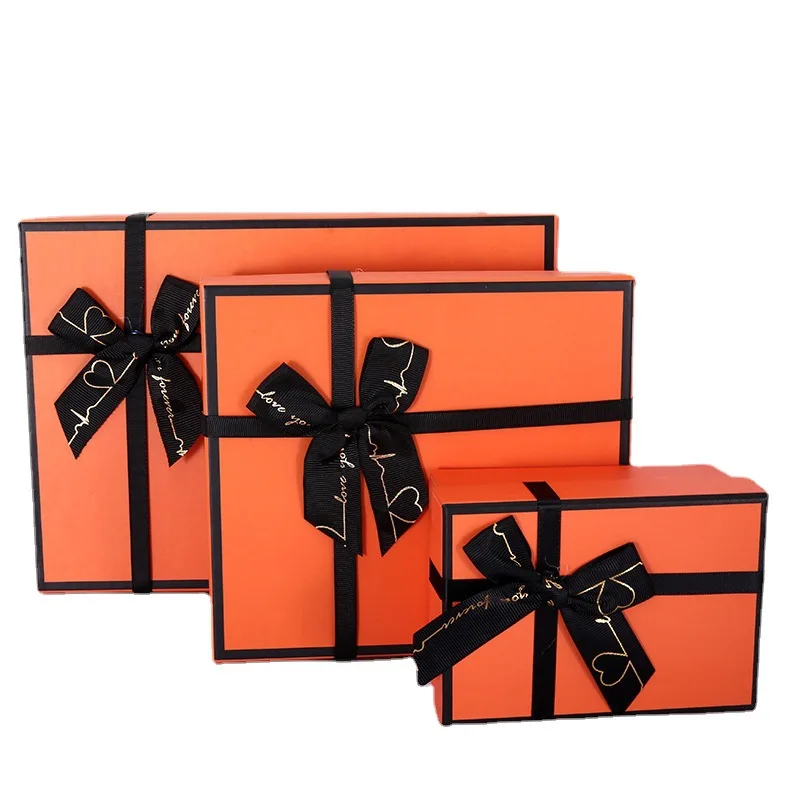 Custom Logo Print Ribbons Base and Lid Box Rigid Cardboard Paper Craft Telescope Case Boxes Bo Surprise Gift Box