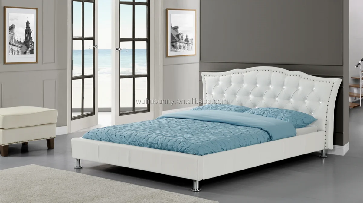 2022 Factory Direct High Quality queen size crush velvet fabric bed frame with headboard