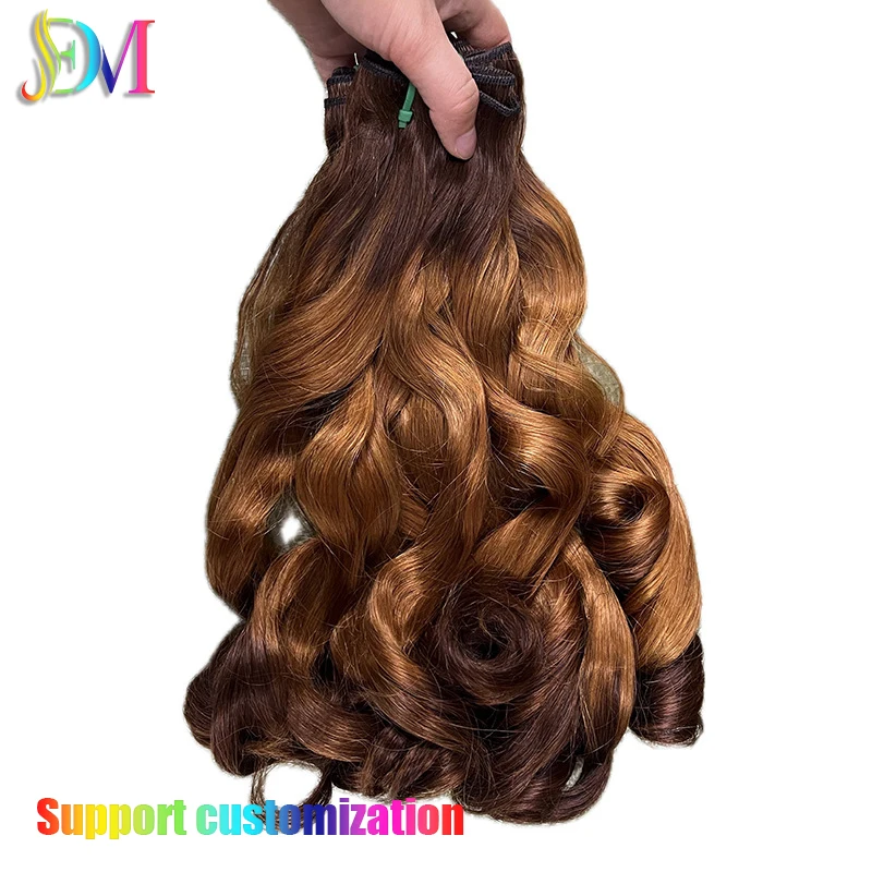 Long Lasting Double Drawn Weft Bouncy Curly Hair Extensions Raw Indian Temple Virgin Cuticle High temperature silk synthetic wig