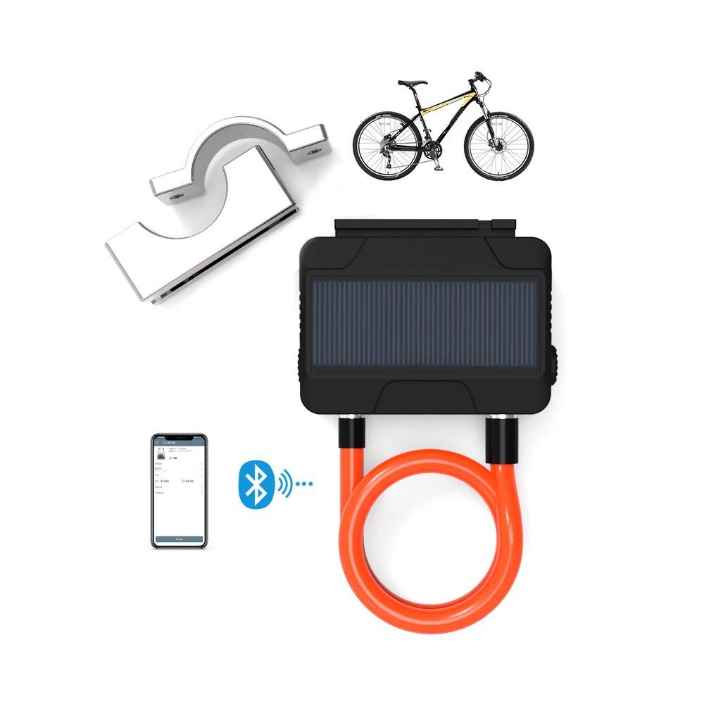 Top Sale Blue Tooth Smart Scooter Cycle Bike BLE USB Charge Solar Power Panel Bicycle Chain Cable Lock