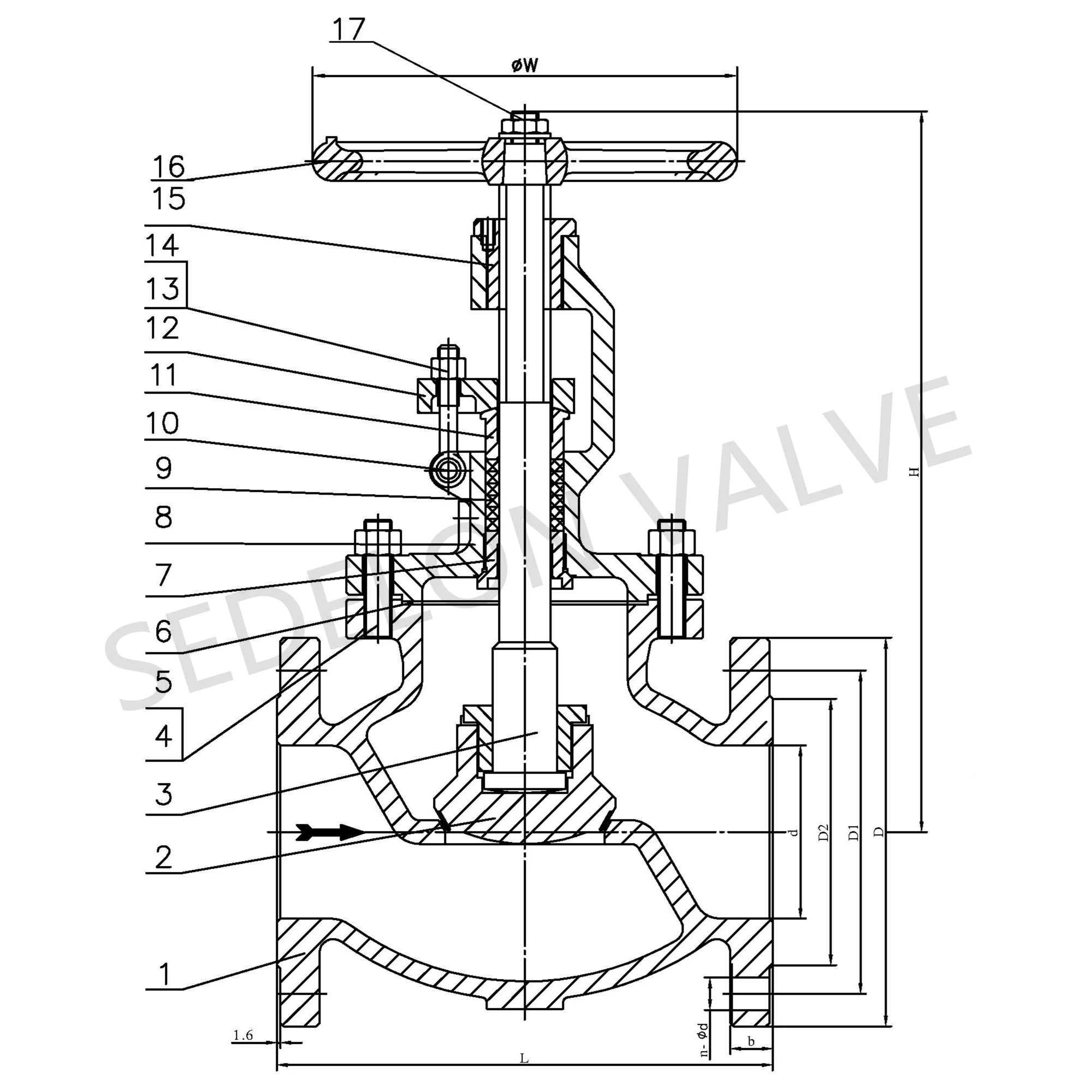 Stainless Steel Steam Globe Valve Flange WCB Globe Valve