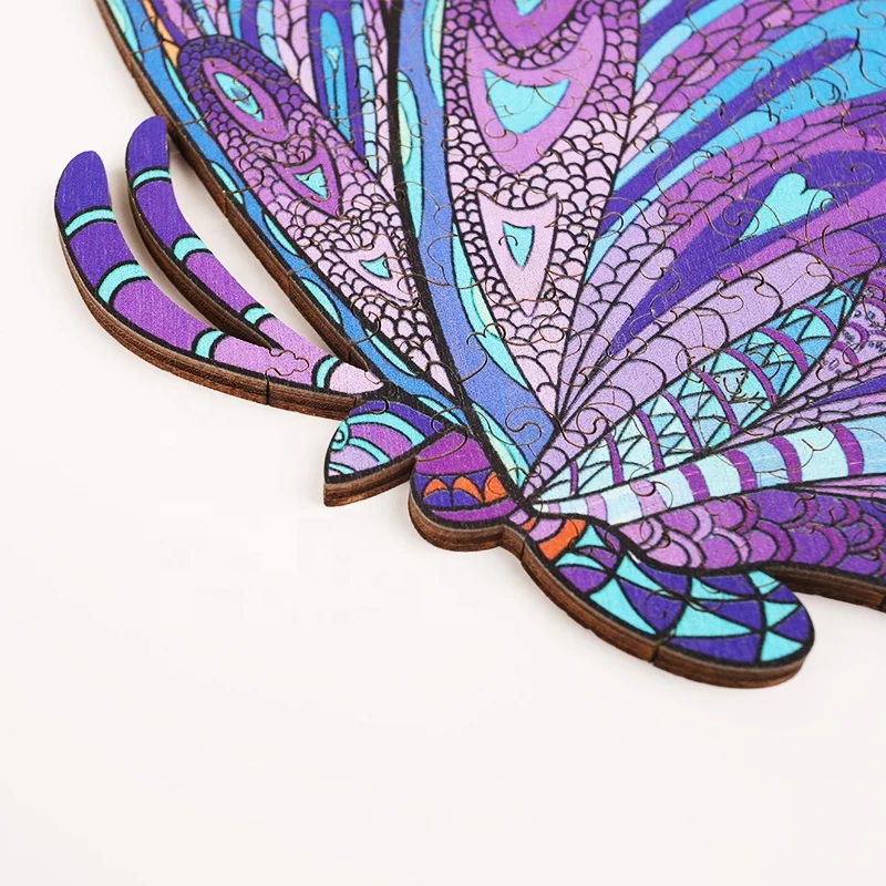 A5 Wooden Box Rompecabezas De Madera Farm Animal Wooden Jigsaw Puzzle Wolf Shape Jigsaw