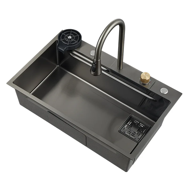 Modern Luxury Design Smart Stainless Steel Multifunctional Waterfall Kitchen Sink