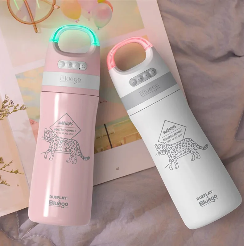 Amazon Customized Multifunctional Music Cup Smart Water Mug With blue tooth Intelligent thermo cup water bottle with lights up