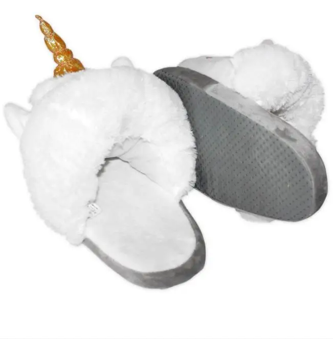 Low Moq Plush Unicorn Slippers Wholesale Custom Plush White Unicorn Slippers