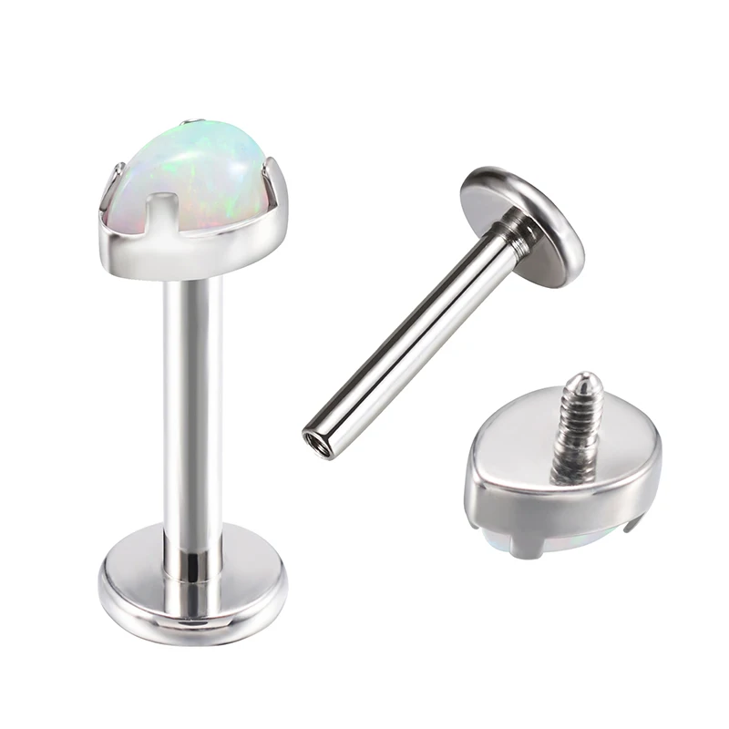 Customize ASTM F136 Titanium Gold Flat Back Piercing Internal Threaded Helix Labret Piercing Schmuck