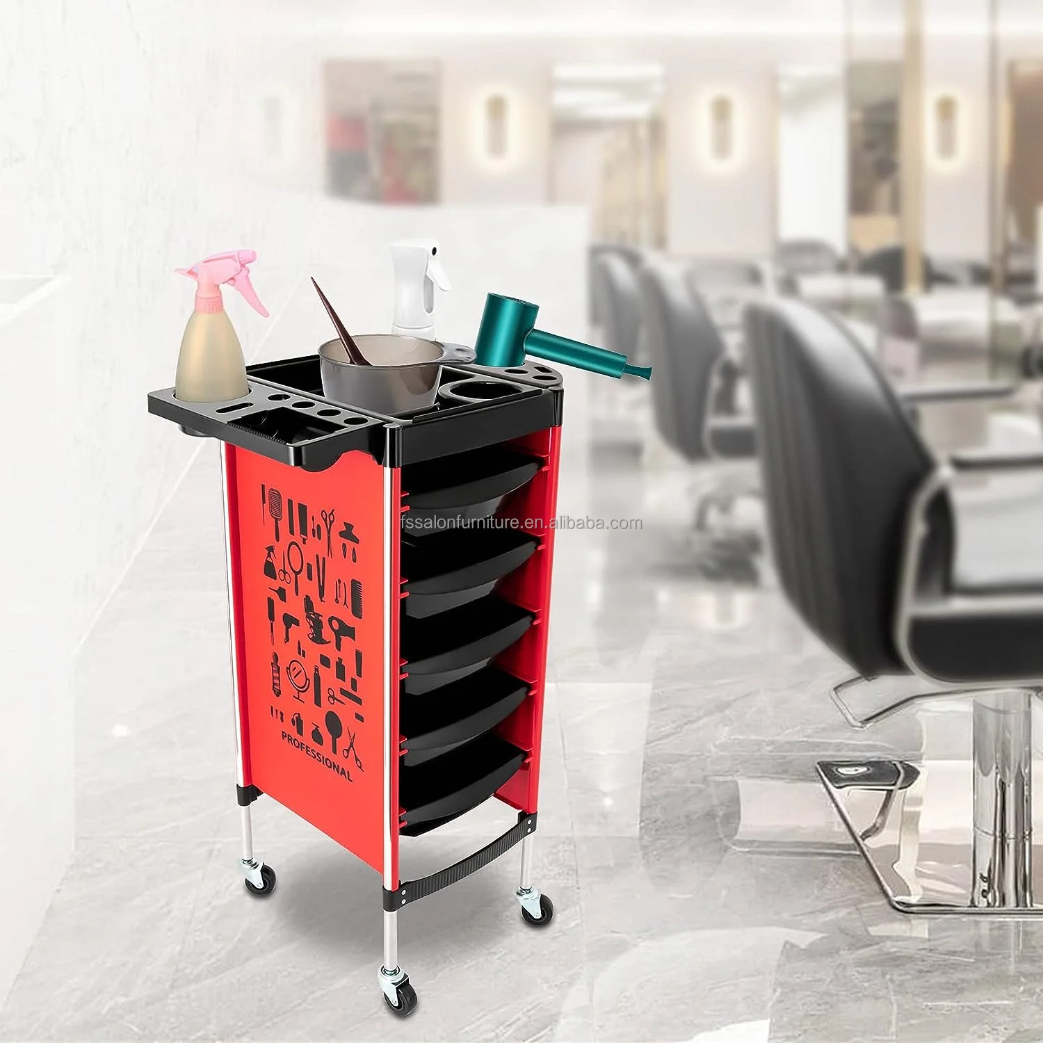 Hair Salon Cabinet Storage Rolling Trolley Beauty Spa Hairdressing Movable Cart High Quality Plastic Salon Furniture