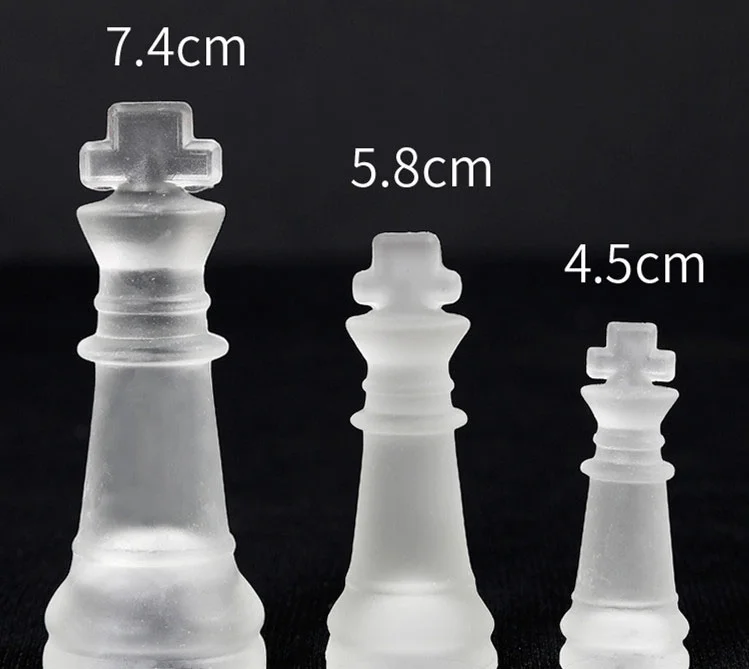 INS hot selling luxury glass chess set 35*35cm board game chess for adults chess