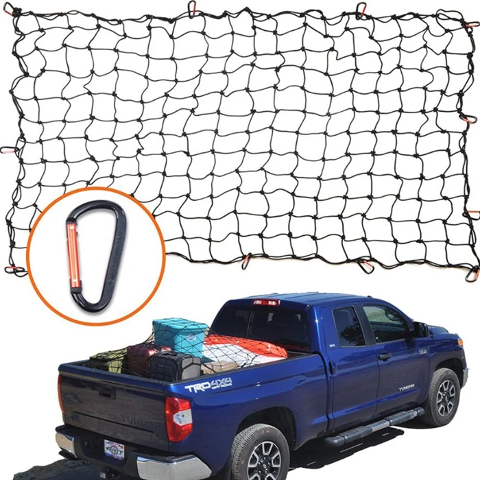 elastic black rubber luggage cargo net car rear cargo net cargo net with steel hooks