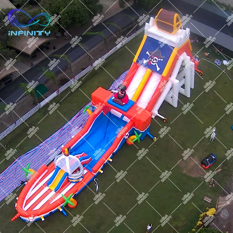 Pirate theme inflatable slides outdoor inflatable slides commercial inflatable water slide with pool for sale