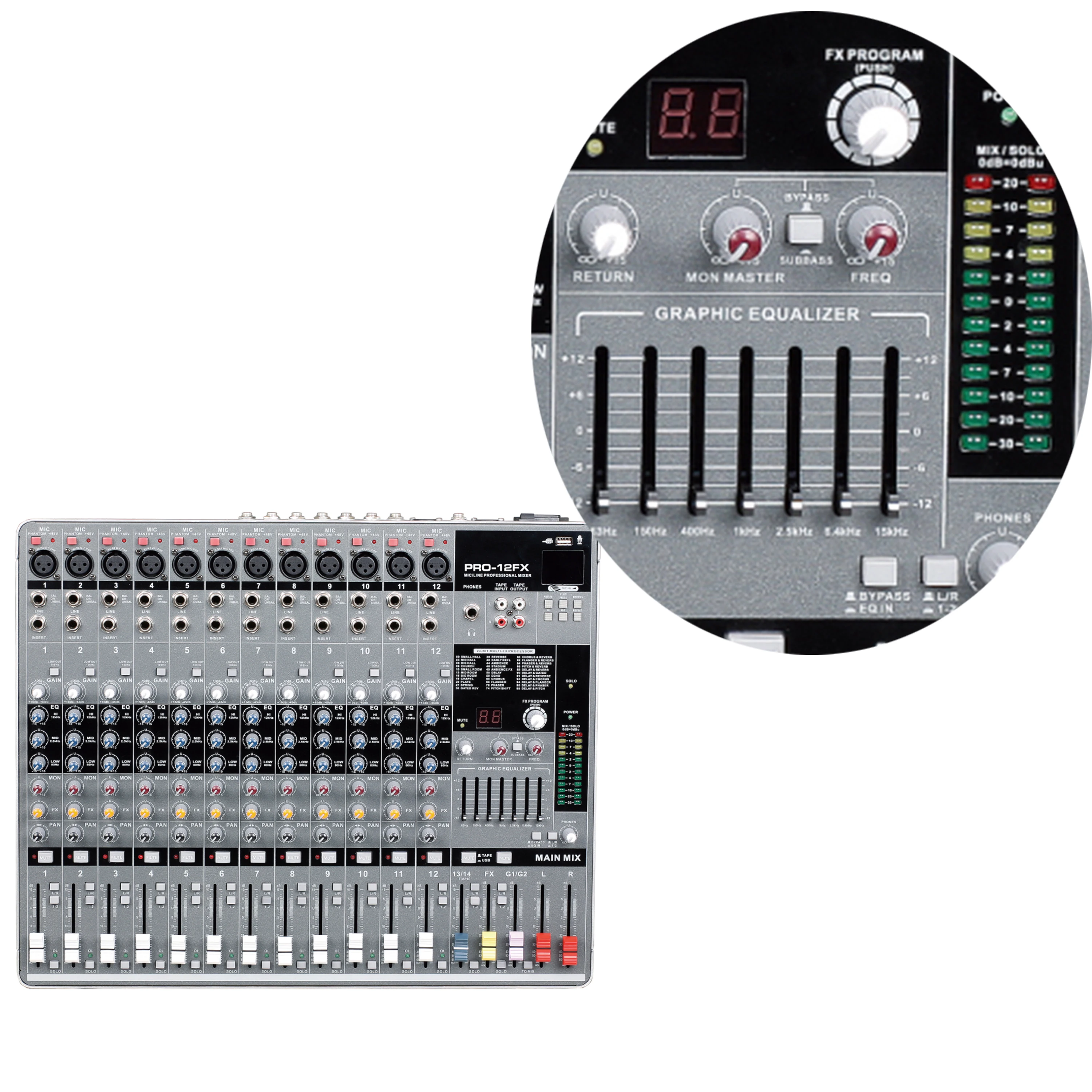 Pa audio system studio sound electronic digital dj audio 12 Channel Mixer