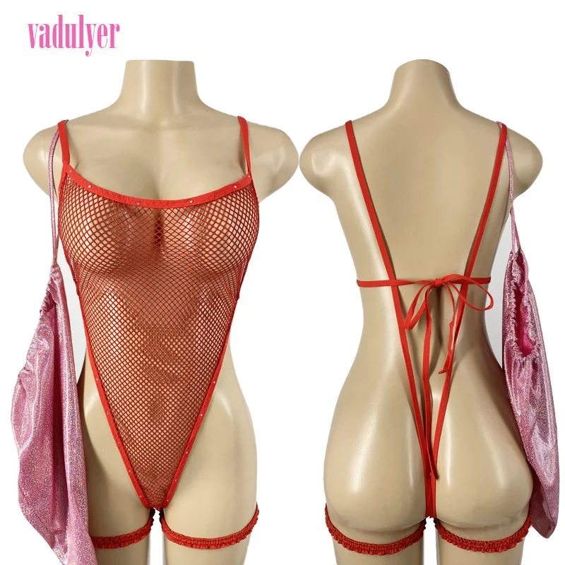 Vadulyer Wholesale Sexy Exotic Laser Tassel Money Bag Leg Garters Stripper Dancewear Set