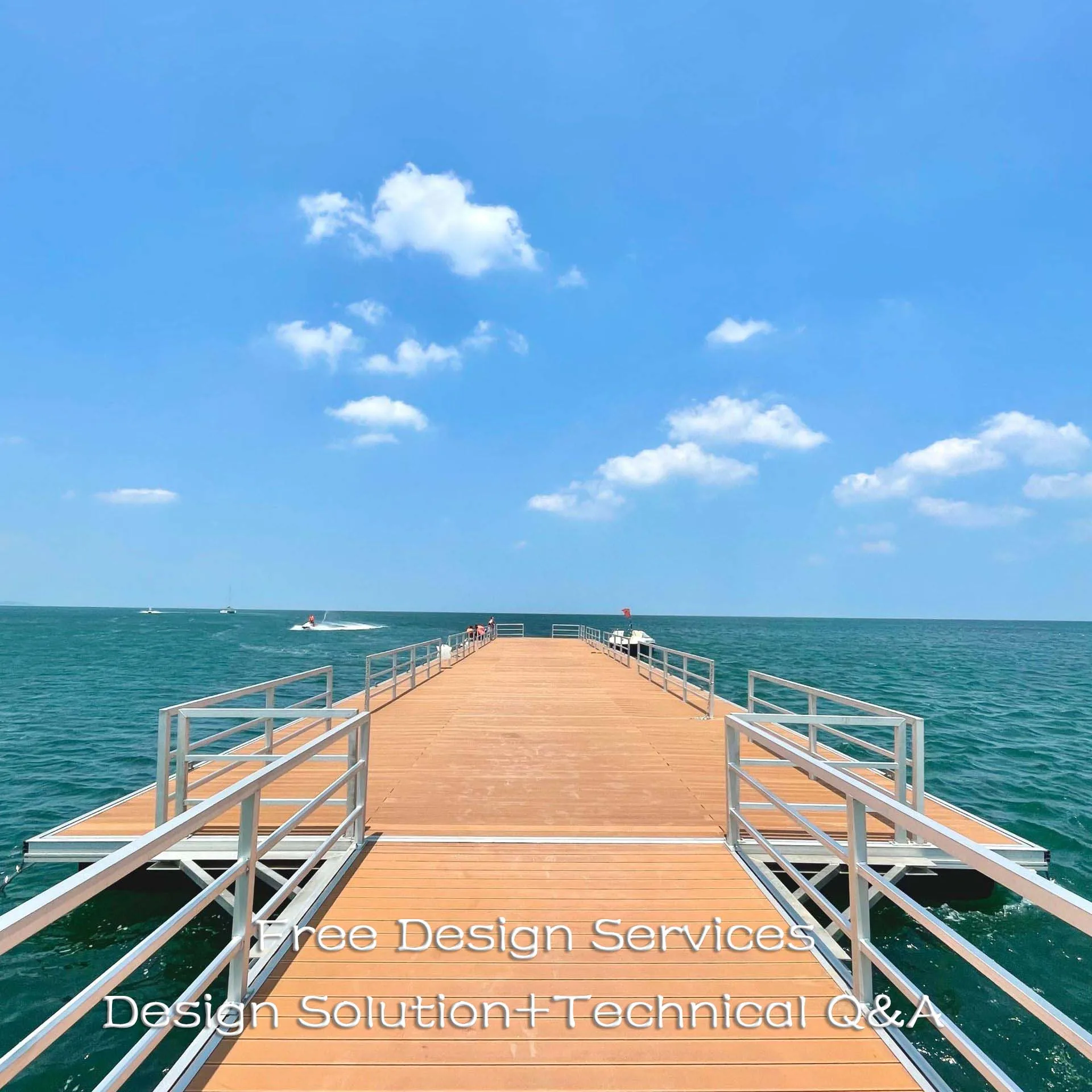 Custom Marine Jetty Aluminum Floating Pontoon Bridge Dock For Speed Boats Platform