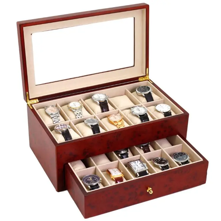 Custom Logo Wooden watch Boxes luxury Case Magnetic Multiple slots watch storage Wood Watch Box