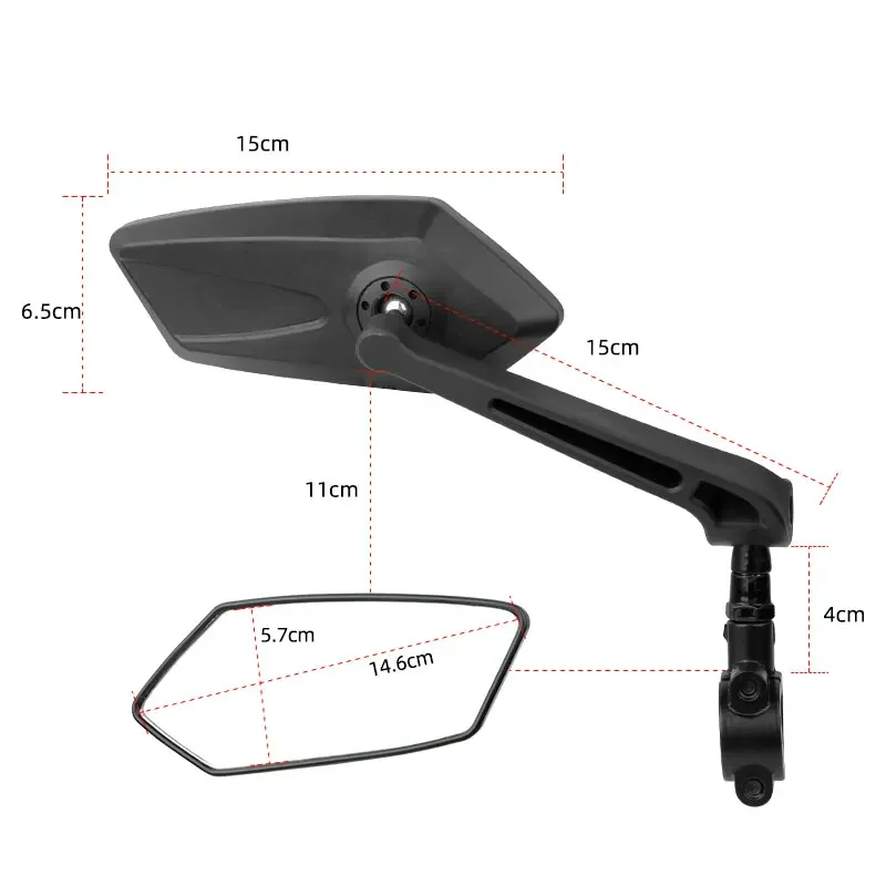 360 Degree Cycling Mirror Electric Bike Scooter Motorcycle Handlebar Mount Metal Bracket Bicycle Rearview Mirror Back Side View