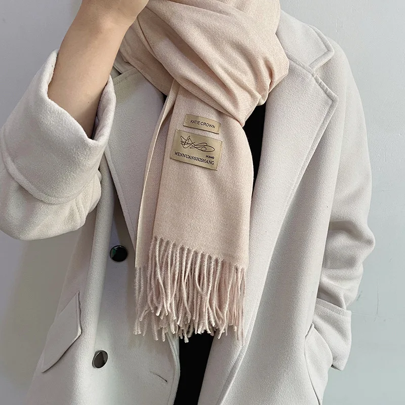 2021 Autumn/winter new scarf for female students Solid color versatile tassel cape for lovers scarf for men