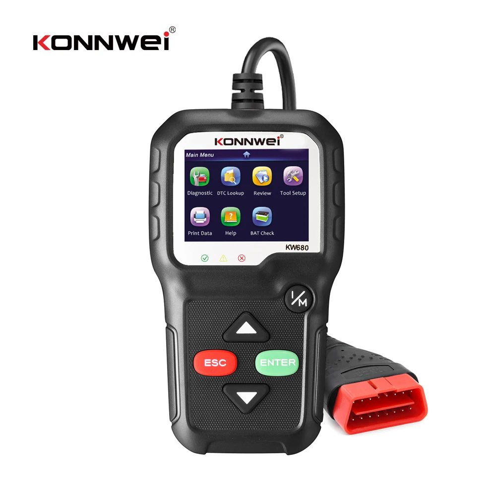 KW680 Vehicle Scanner Diagnostic Tool OBD2 Code Reader Car Automotive Check Engine Error Analyzer Heavy Truck Cars 8 Languages