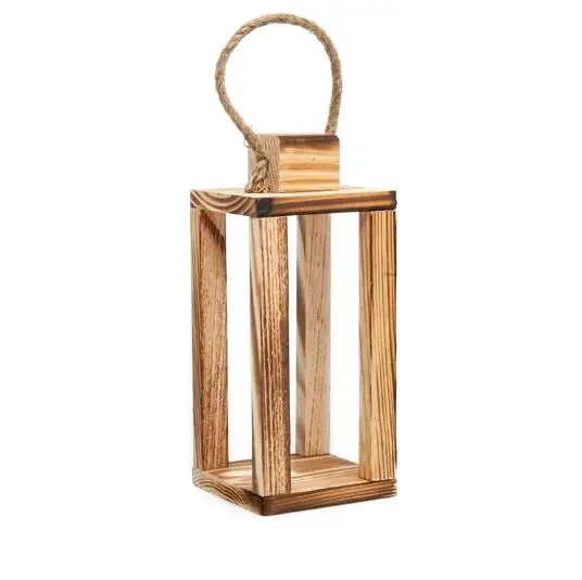 Vintage wind proof rustic wooden lantern with heart  courtyard portable wooden hurricane lantern decoration