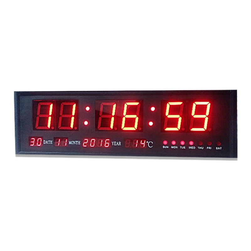 Wall-Mounted Digital Signage Clock with Date Week and Temperature Display