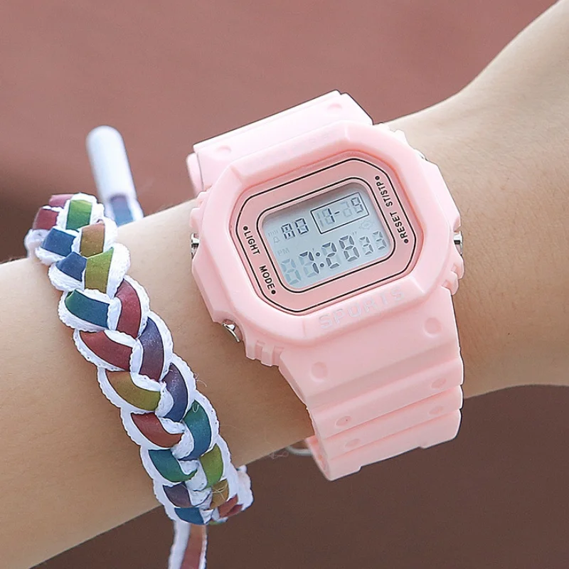 WOWEI wholesale student electronic watch multi-functional luminous sports matcha green small block electronic watch