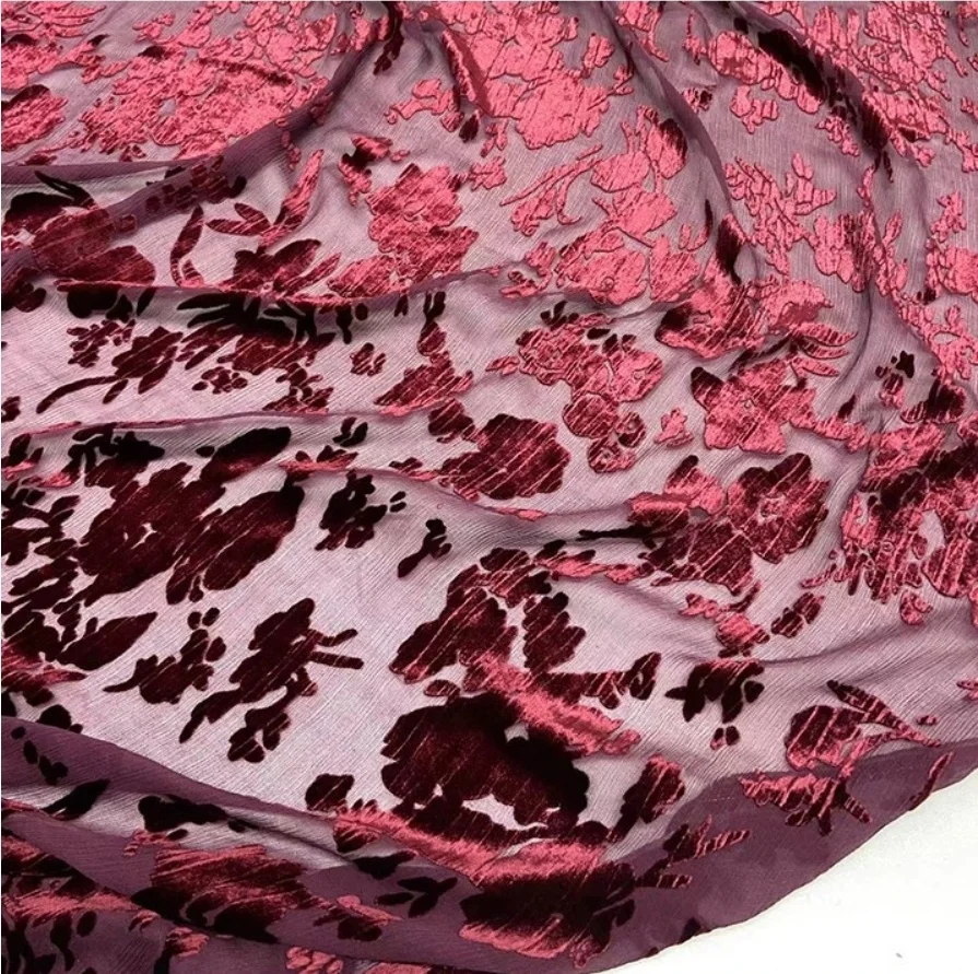 Модная одежда, платье, Qipao, Рубашки, Топы из 20% шелка, морщинистая 80%, вискоза, выжигает бархатную ткань, дизайн на заказ 43 г
