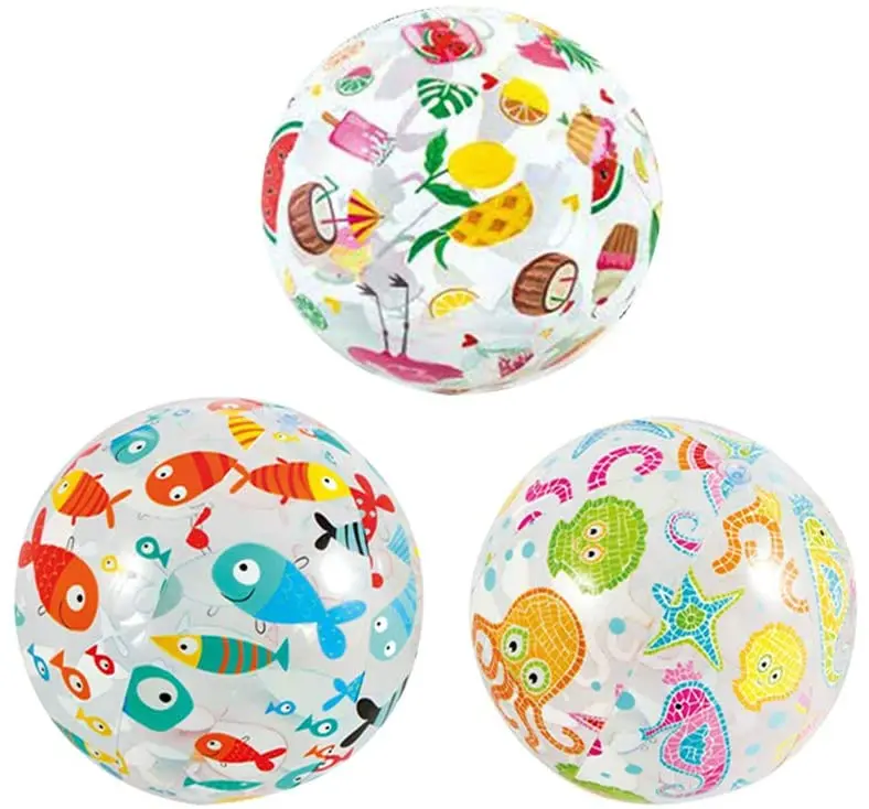 Beach Balls Inflatable Swimming Pool Toys for Kids Birthday Party Supplies Favors - Blow Up Classic Rai