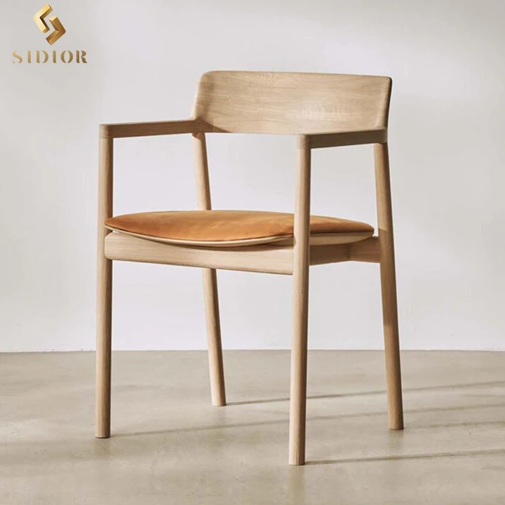 Near Me Furniture Modern oak walnut ash solid wood upholstered wooden dining chair dining room accent chairs furniture